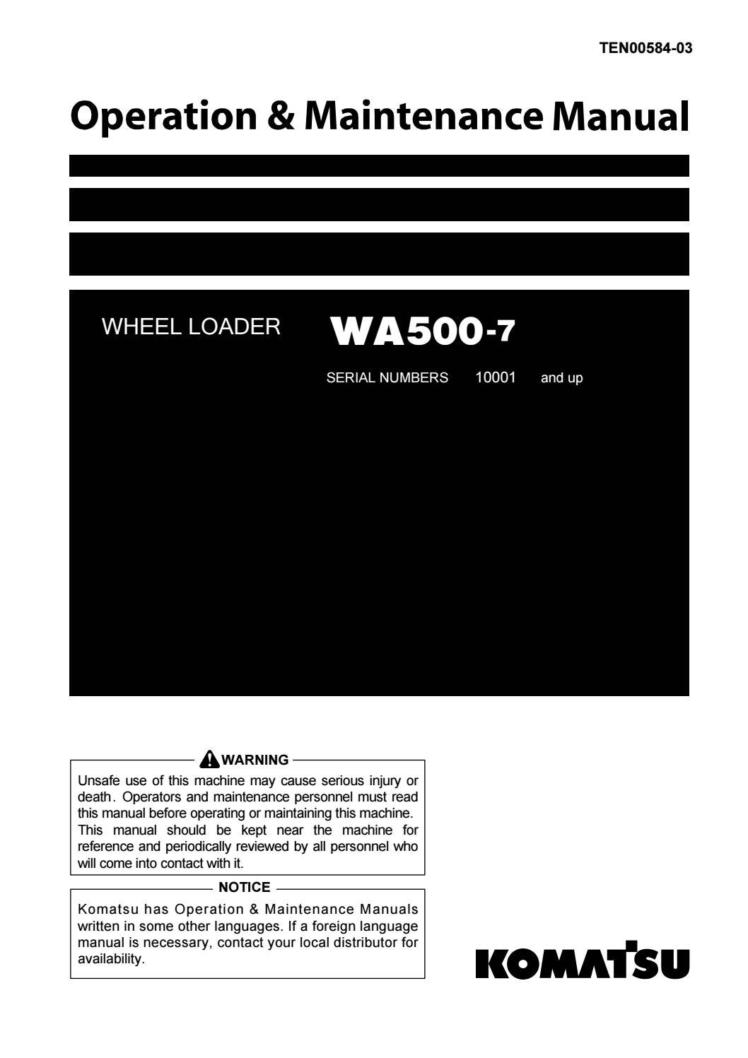 Komatsu WA500-7 Wheel Loader Operation & Maintenance Manual SN 10001 and up - PDF DOWNLOAD by heydownloads - Issuu Ram Wa500 Wiring Harness Diagram Issuu