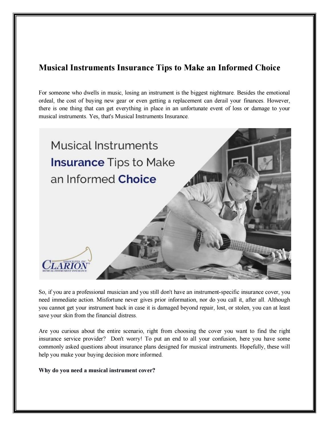 Musical Instruments Insurance Tips to Make an Informed Choice by Joseph