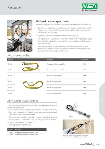 Proteção Contra Queda - Soluçõ 西文 MSA para trabalho em altura - MSA Safety Brasil 第 21 页