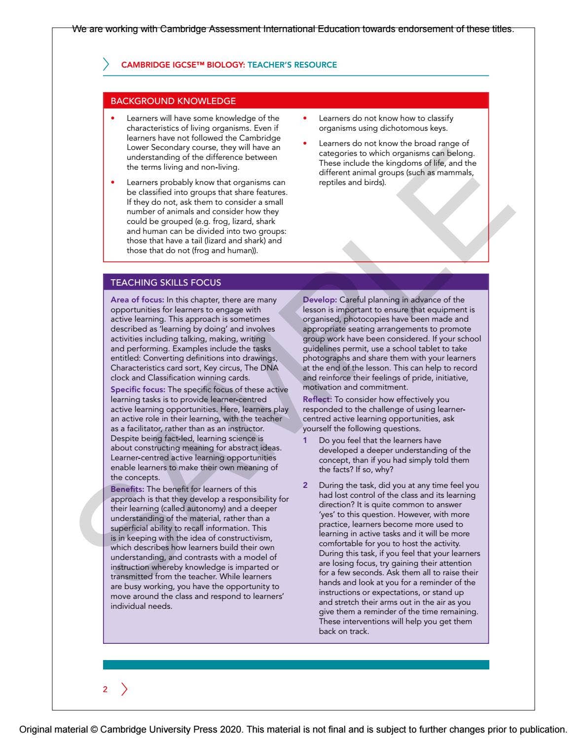 IGCSE Biology multi-component sample by Cambridge International ...