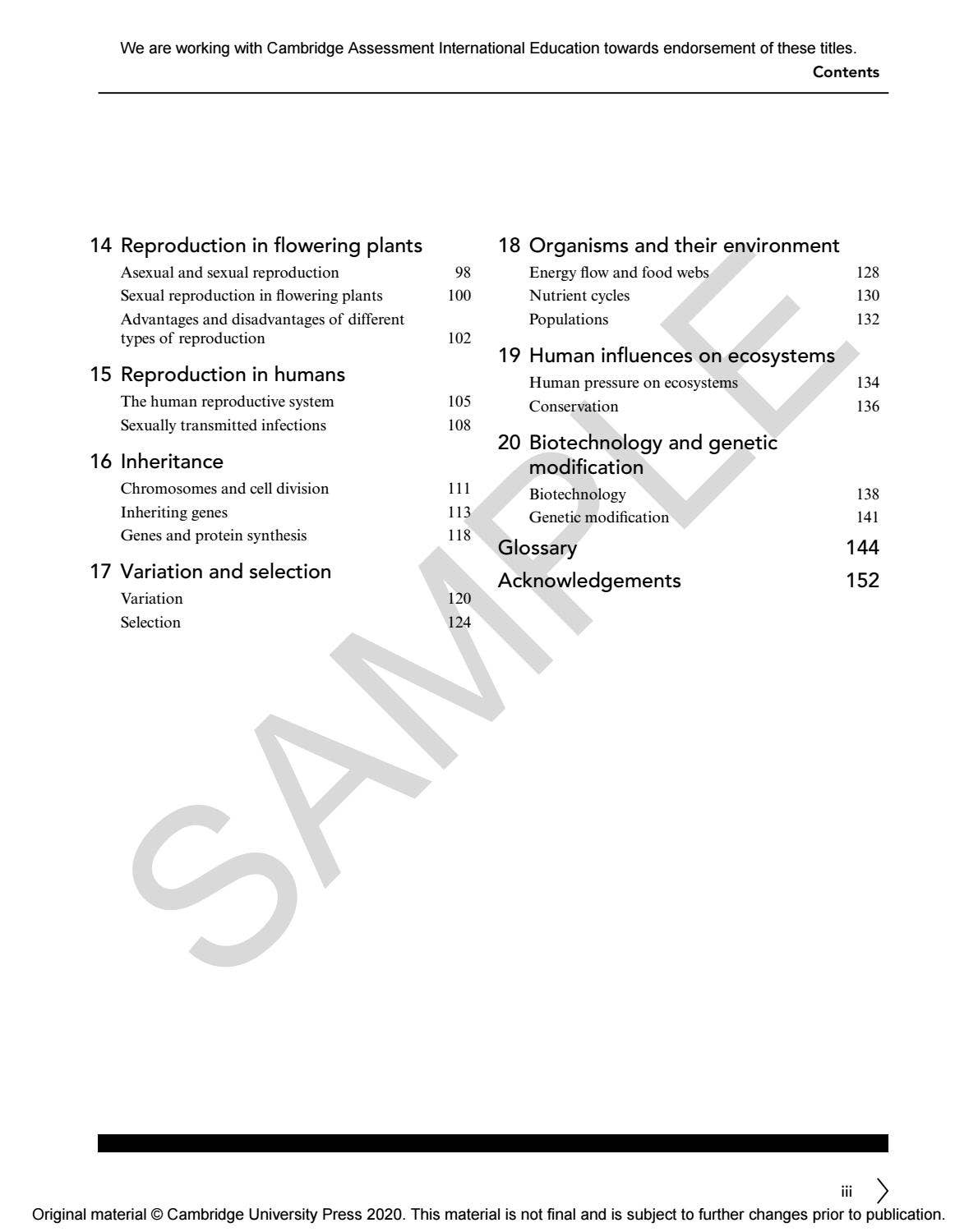 IGCSE Biology multi-component sample by Cambridge International ...