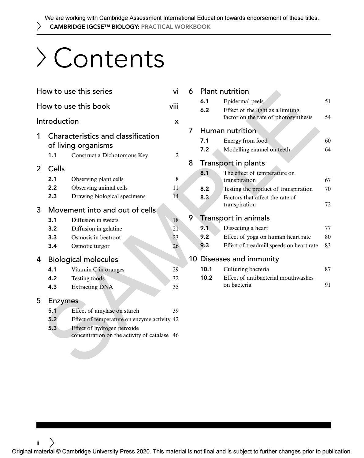 IGCSE Biology multi-component sample by Cambridge International ...