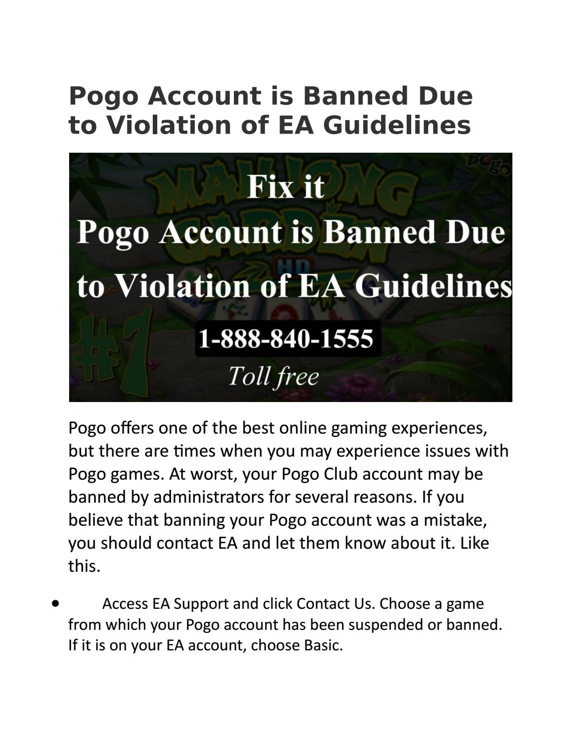 Pogo Account is Banned Due to Violation of EA Guidelines by All