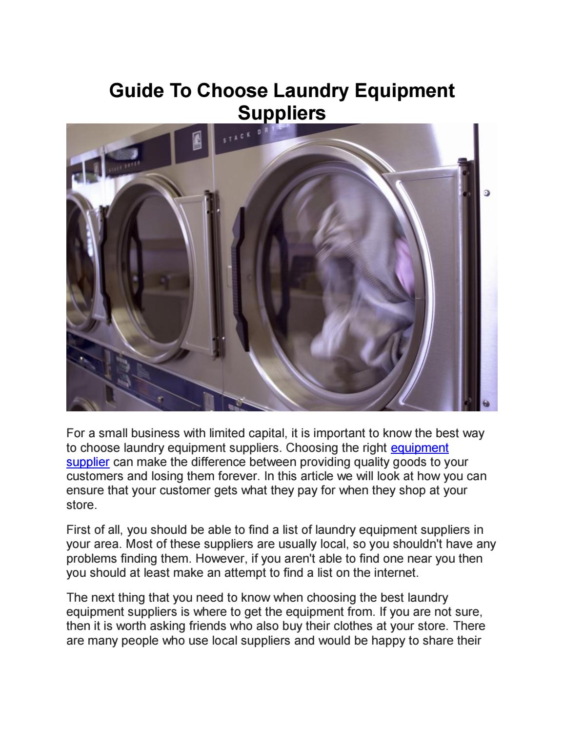 Guide To Choose Laundry Equipment Suppliers by laundryaadvantagea Issuu