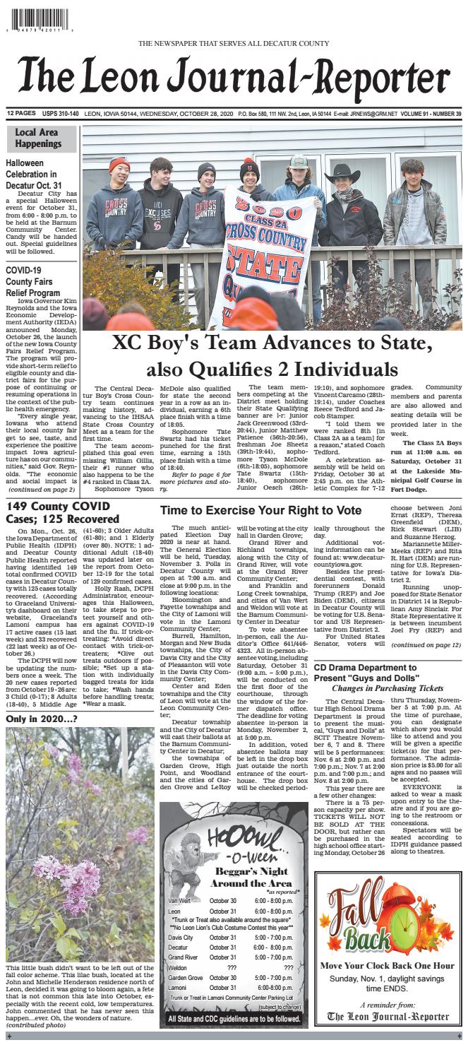 The Leon JournalReporter October 28, 2020 by Tonya Kunze Lindsey Issuu