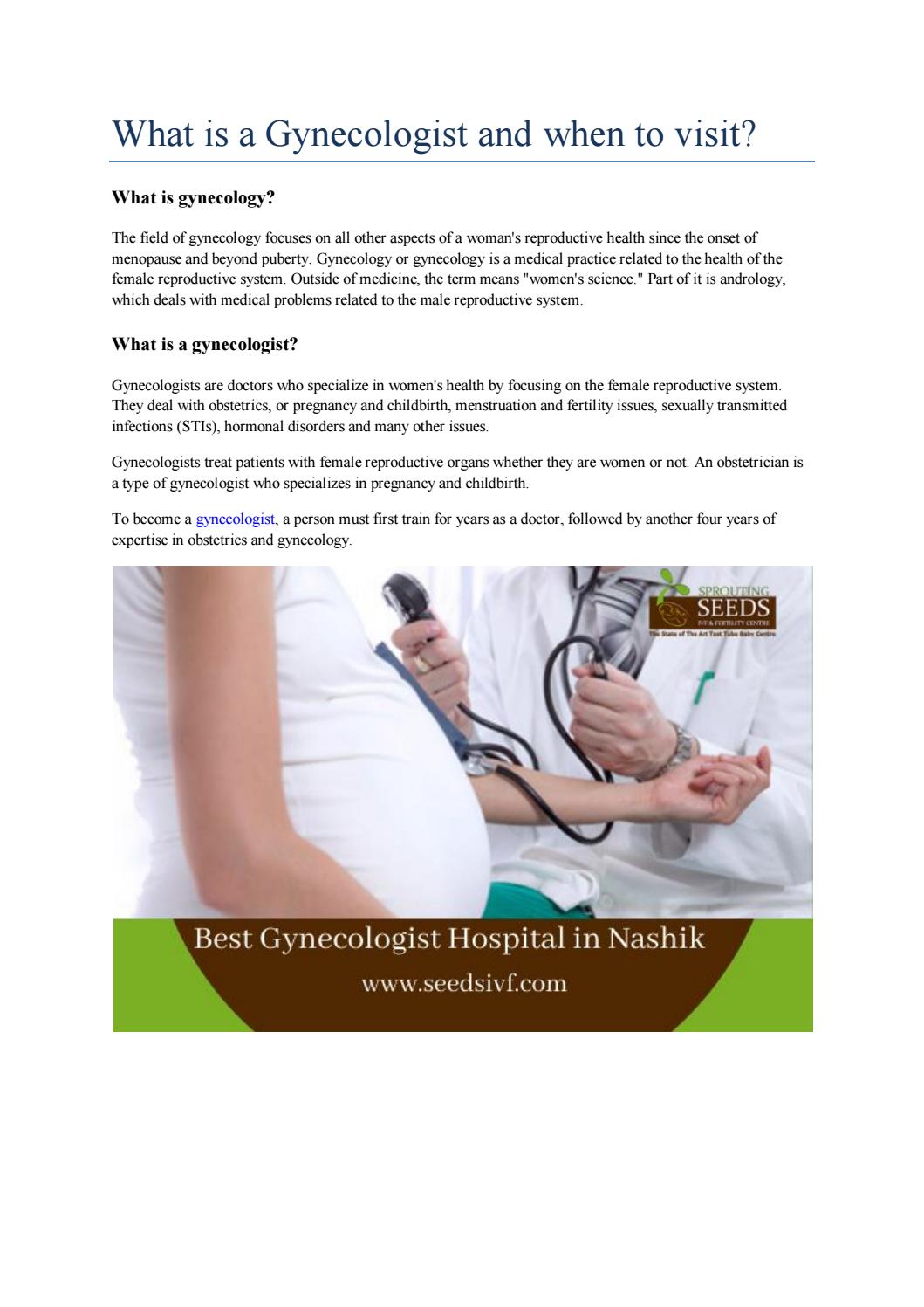 What Is A Gynecologist And When To Visit By Seeds Ivf Issuu