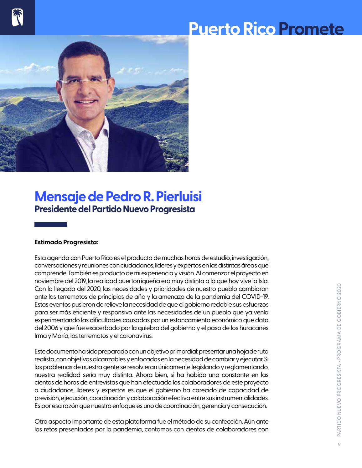 Programa de Gobierno del Partido Nuevo Progresista 2020 by La Colección ...