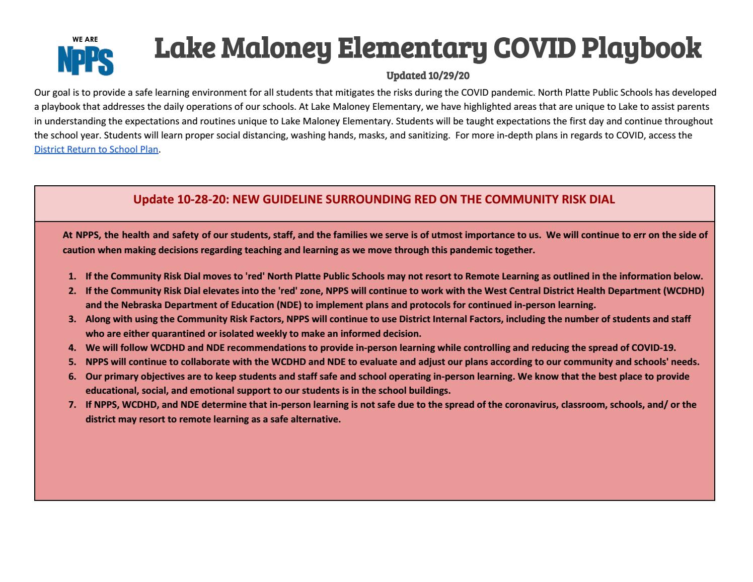 Lake Maloney Elementary COVID19 Playbook by Tina Smith Issuu