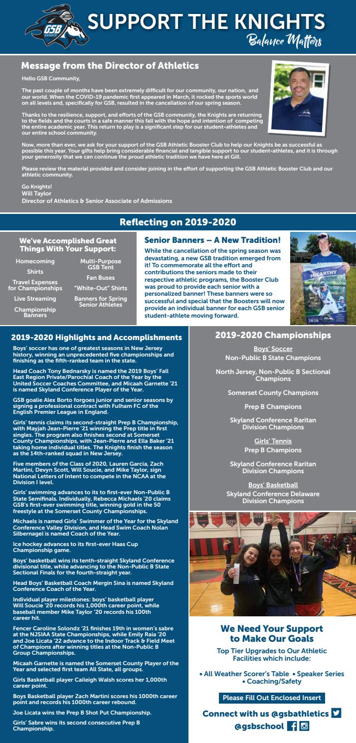 GSB Athletic Booster Club Brochure (202021) by Gill St. Bernard's