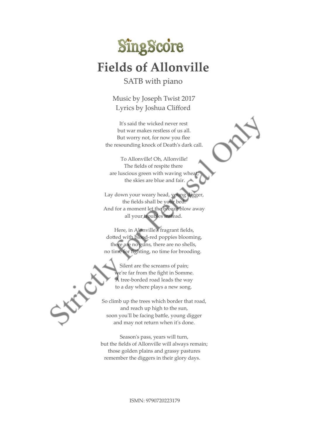 Fields of Allonville (SATB choir + piano) by Joe Twist - Issuu
