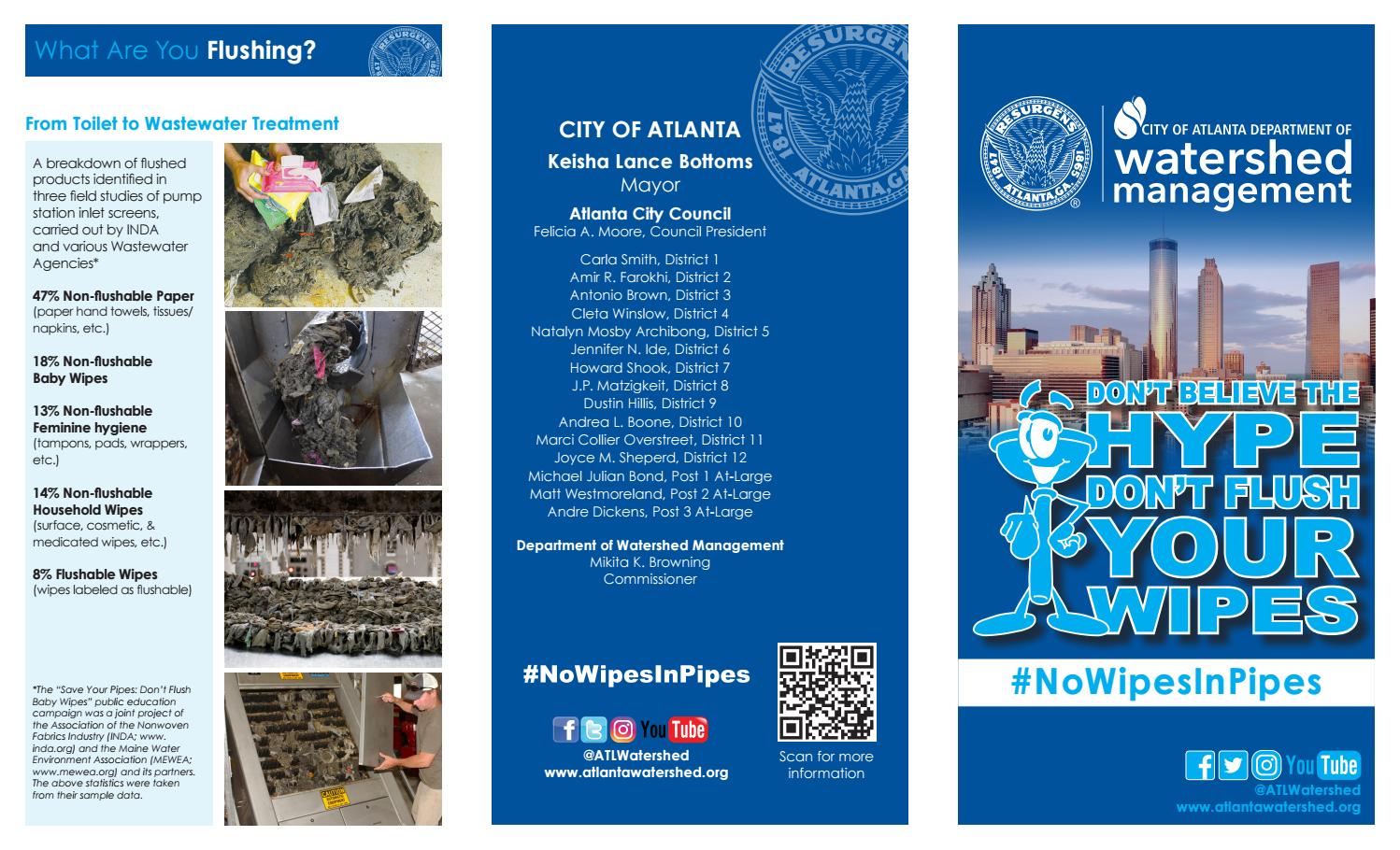 City Of Atlanta Department of Watershed Management No Wipe In Pipes