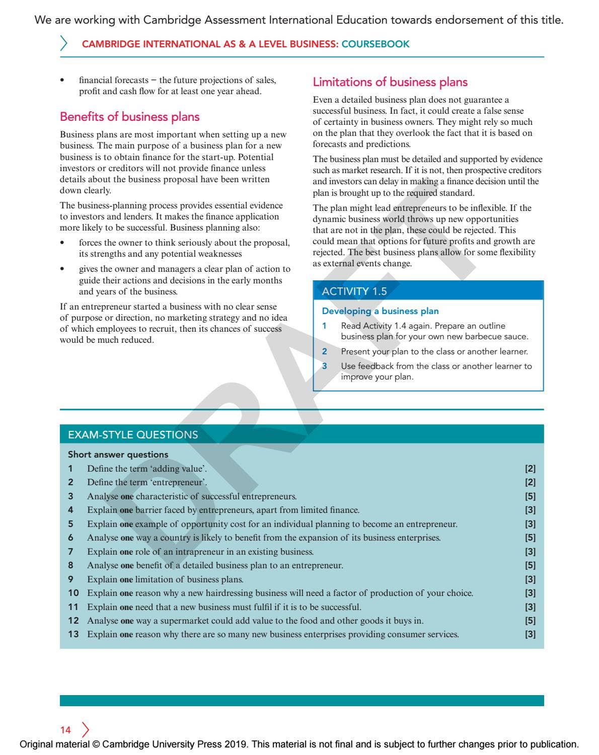 Cambridge International AS & A Level Business Course Book Sample by ...