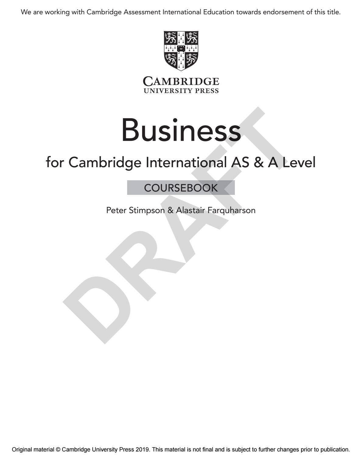 Cambridge International AS & A Level Business Course Book Sample by ...