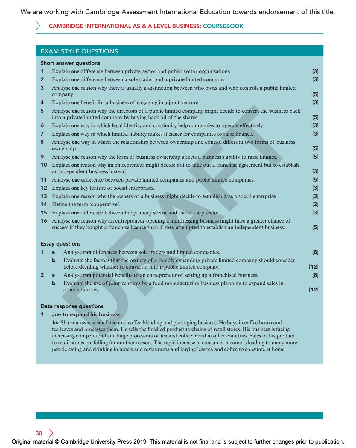 Cambridge International AS & A Level Business Course Book Sample by ...