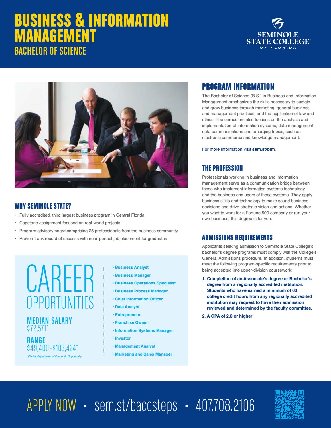 Business and Information Management Bachelor of Science Info Sheet by  Seminole State College of Florida - Issuu