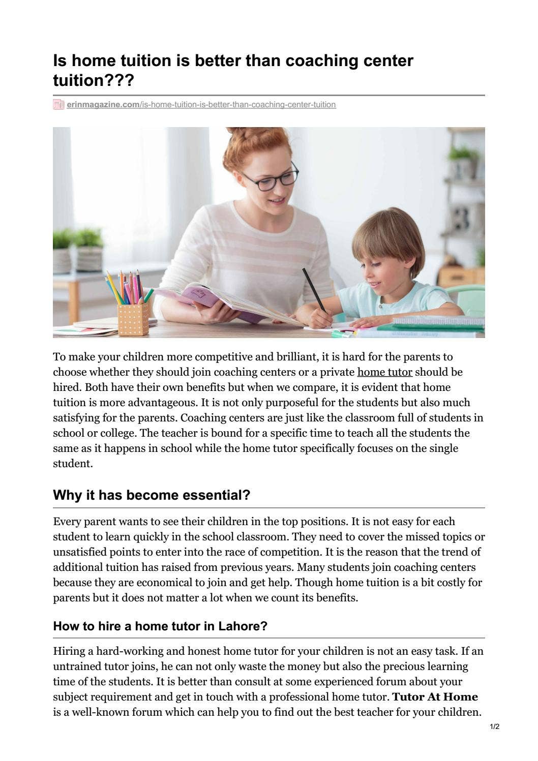 Is home tuition is better than coaching center tuition??? by ...
