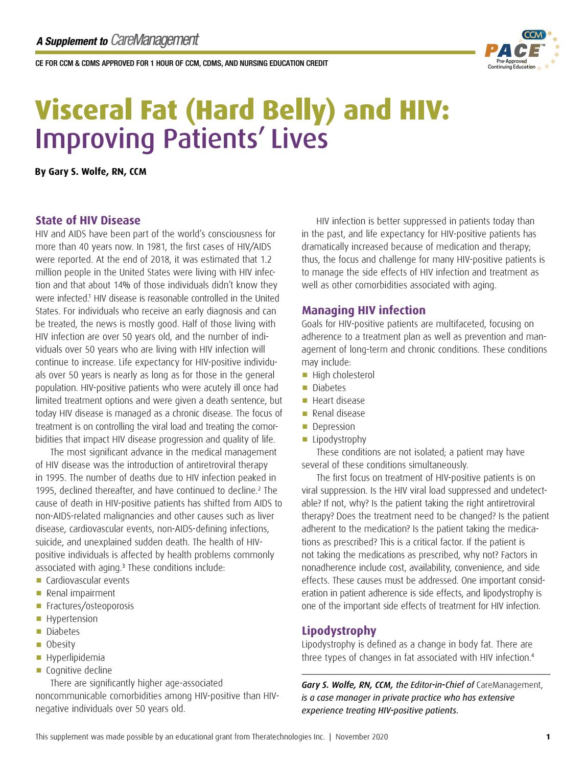 Visceral Fat (Hard Belly) and HIV Improving Patients’ Lives Supplement