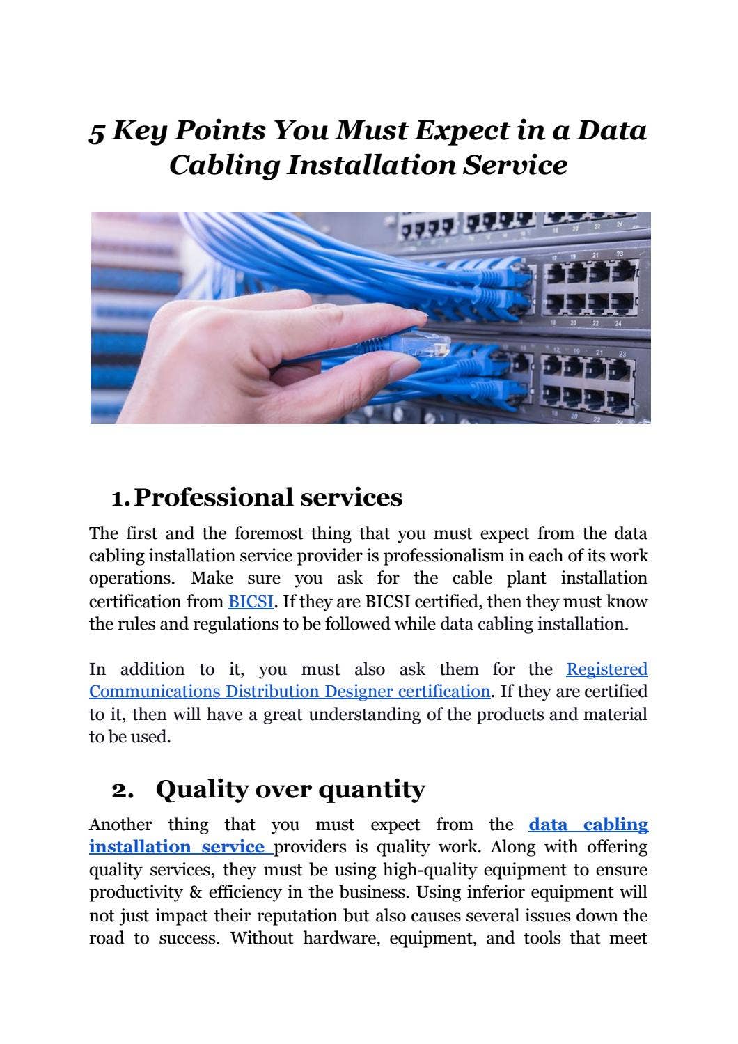 5 Key Points You Must Expect in a Data Cabling Installation Service by ...