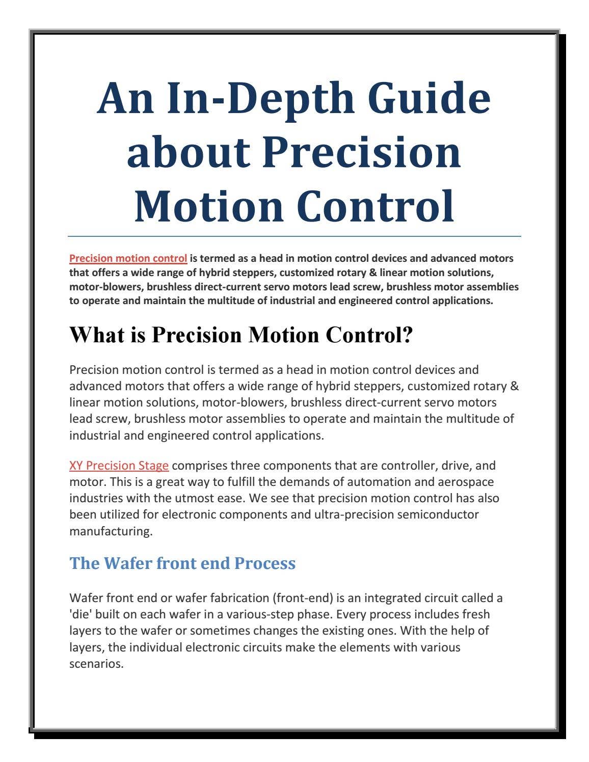 An in-depth guide about Precision Motion Control by Kensington Labs - Issuu