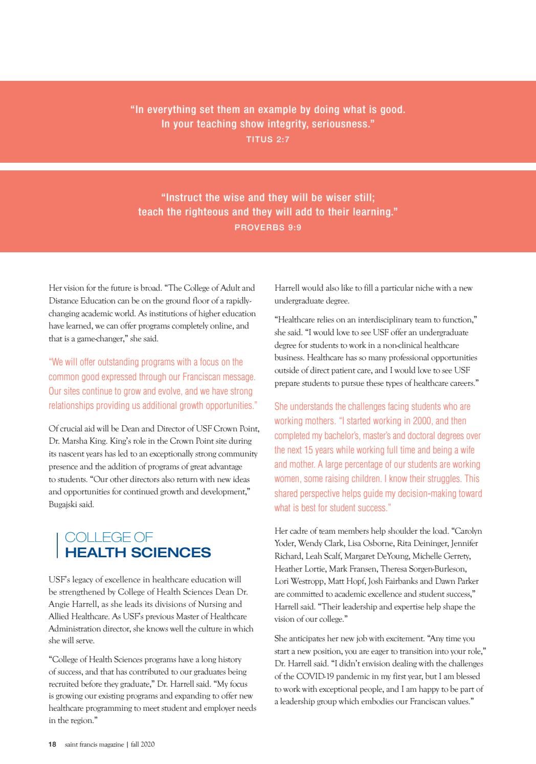 Saint Francis Magazine Fall By University Of Saint Francis Issuu