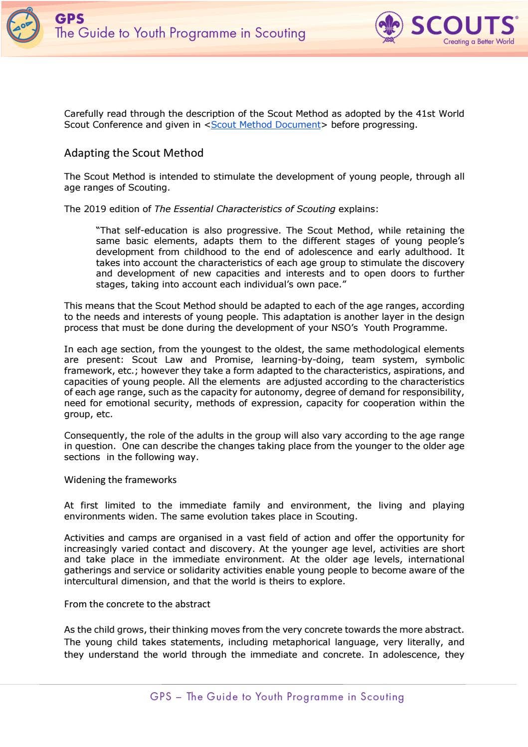 Scouting Programme Sample GPS - The Guide to Youth Programme in Scouting by World Organization of ...