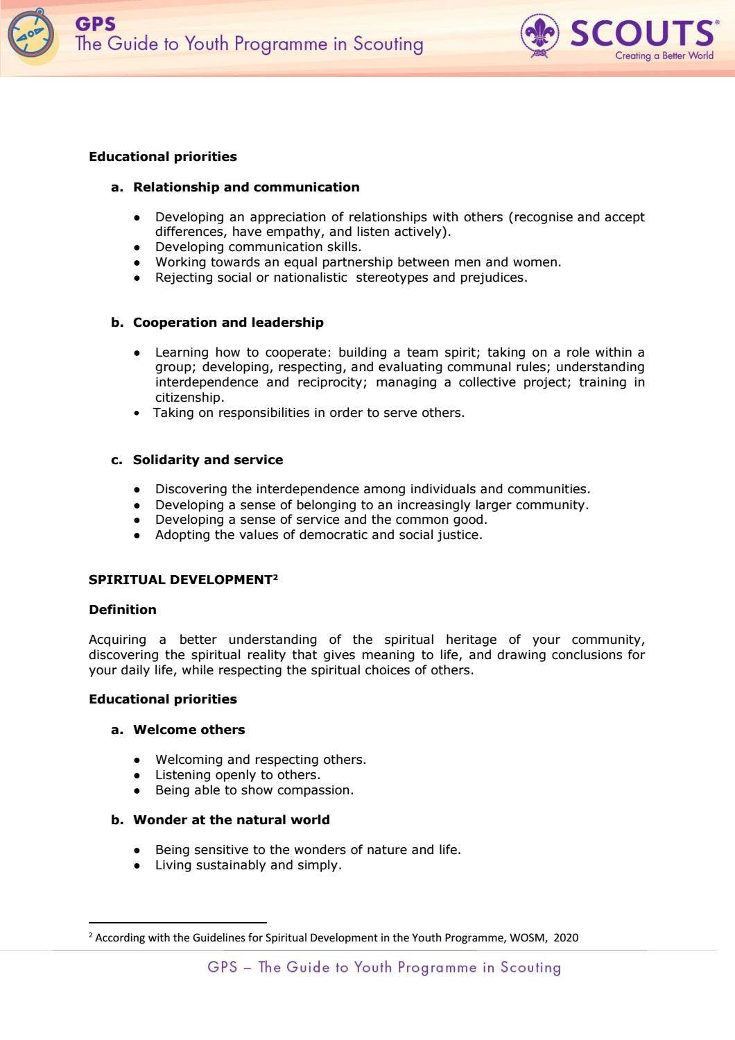 Scouting Programme Sample GPS - The Guide to Youth Programme in Scouting by World Organization of ...