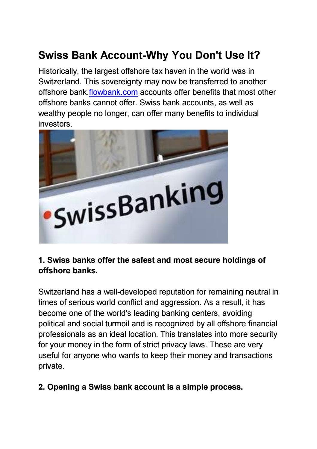 Swiss Bank Account-Why You Don't Use It? by fra.nkhoover142 - Issuu