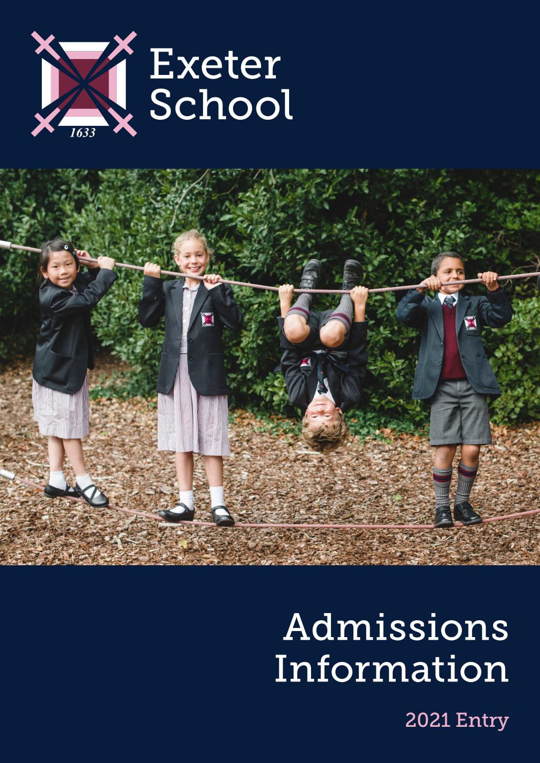 Admissions Information 2021 entry by Exeter School Issuu