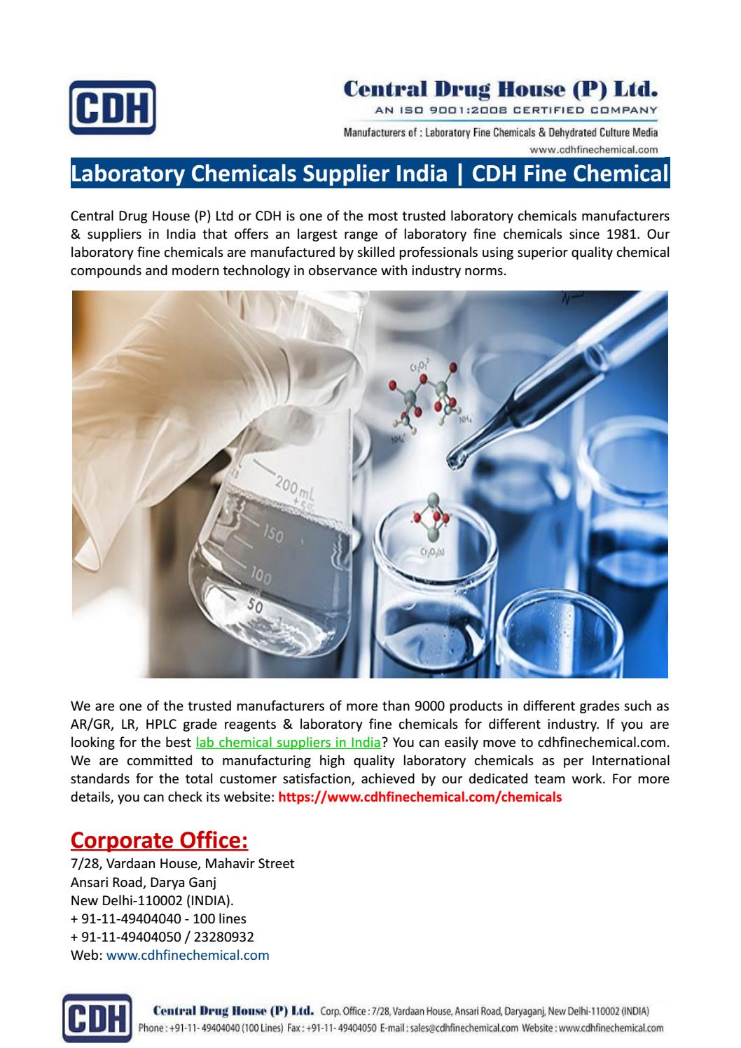 Lab Chemicals Supplier IndiaCDH by cdhfinechemical Issuu