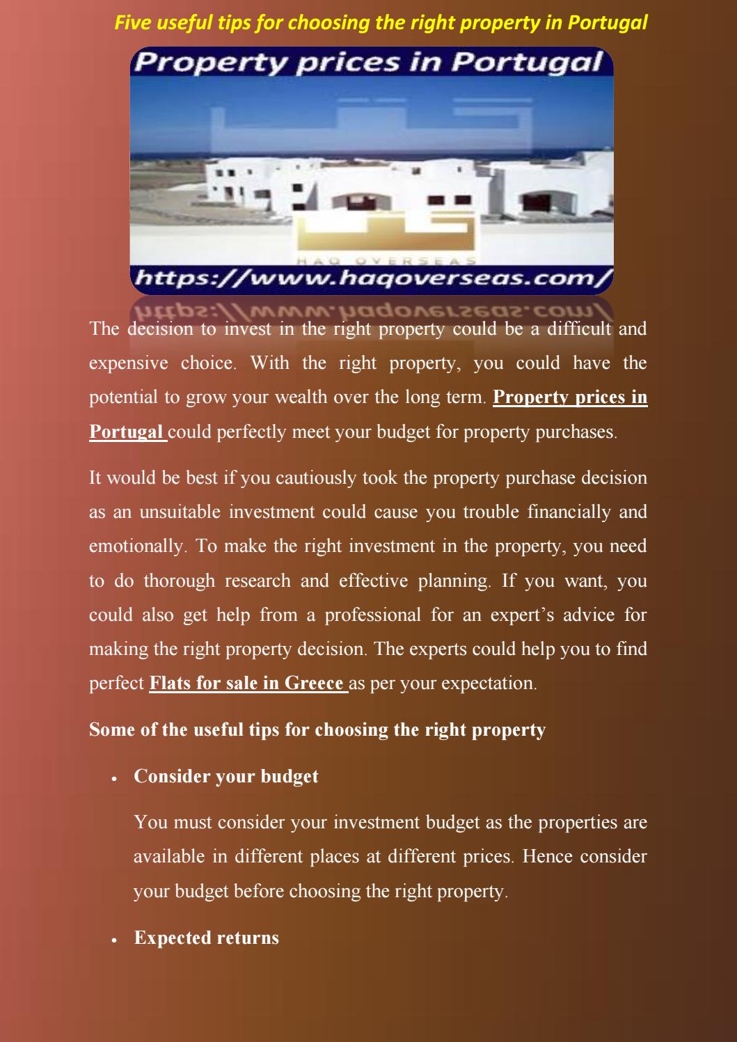 Property prices in Portugal by haqoverseas Issuu