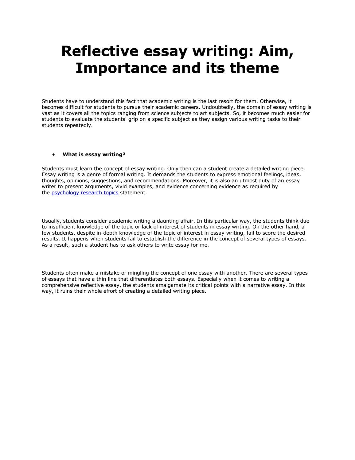 reflective journal essay example