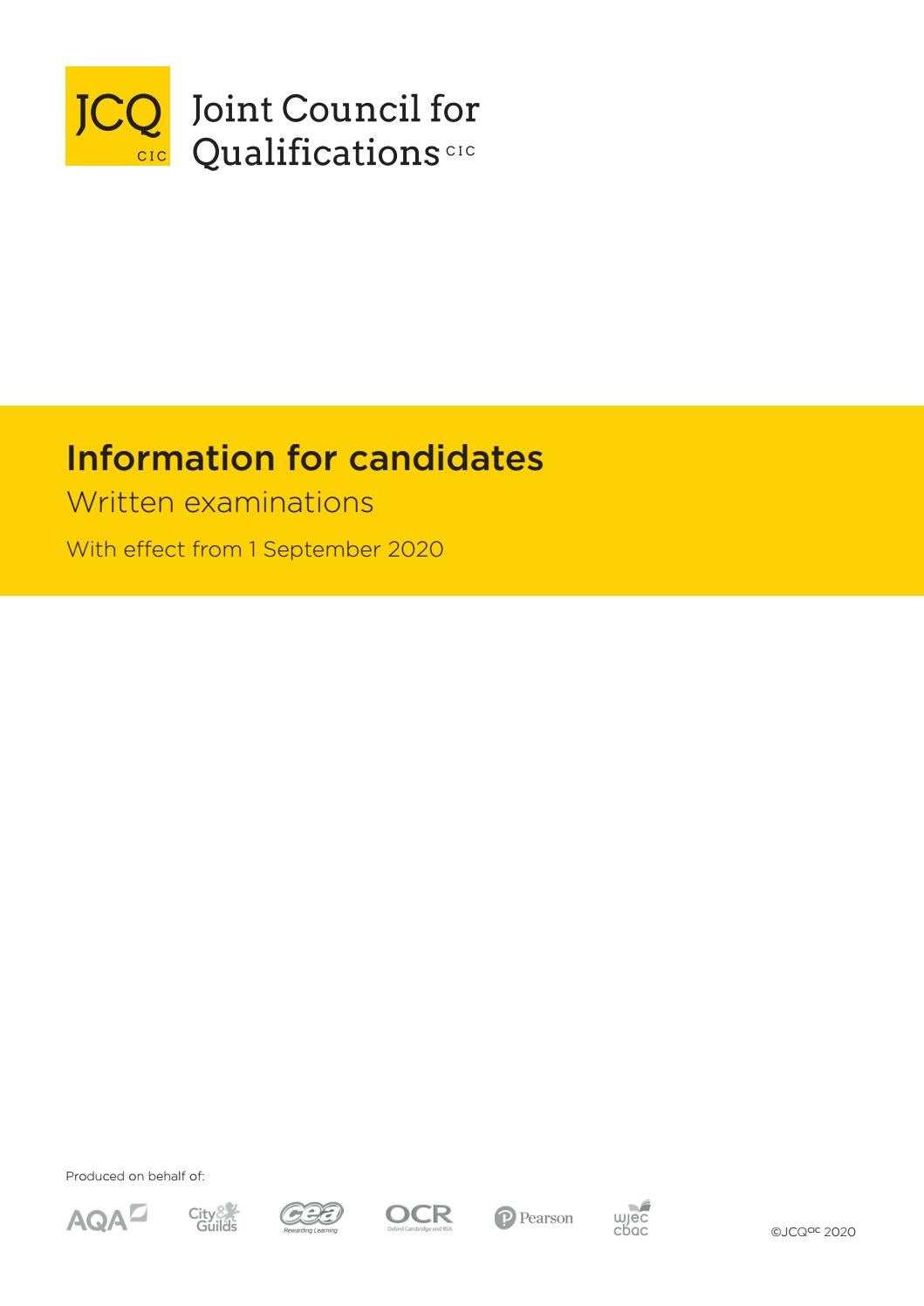 JCQ Information for Candidates 2020 by Schudio Issuu