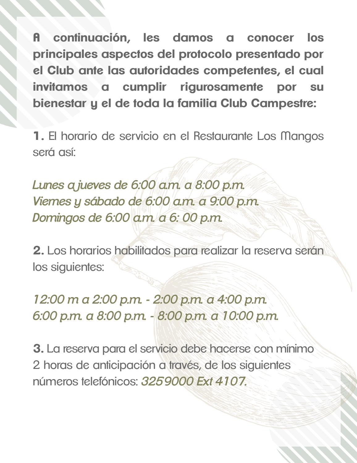 Protocolo reapertura Los Mangos by Club Campestre Medellín Llanogrande