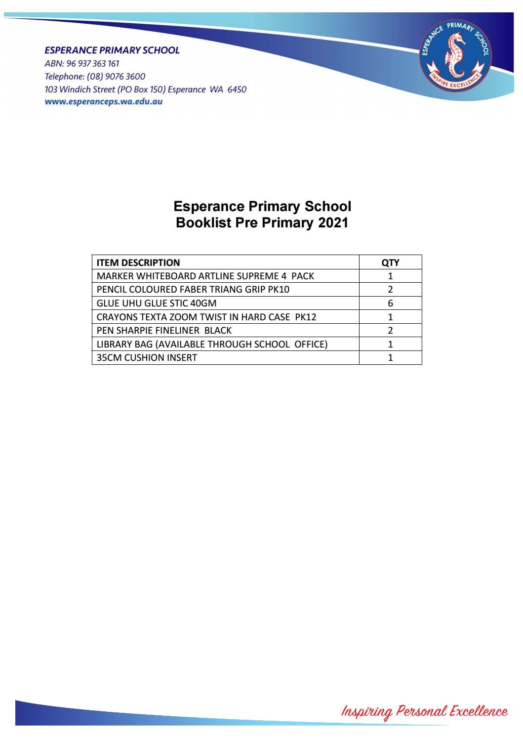 PrePrimary Booklist 2021 by esperance.primary.school Issuu