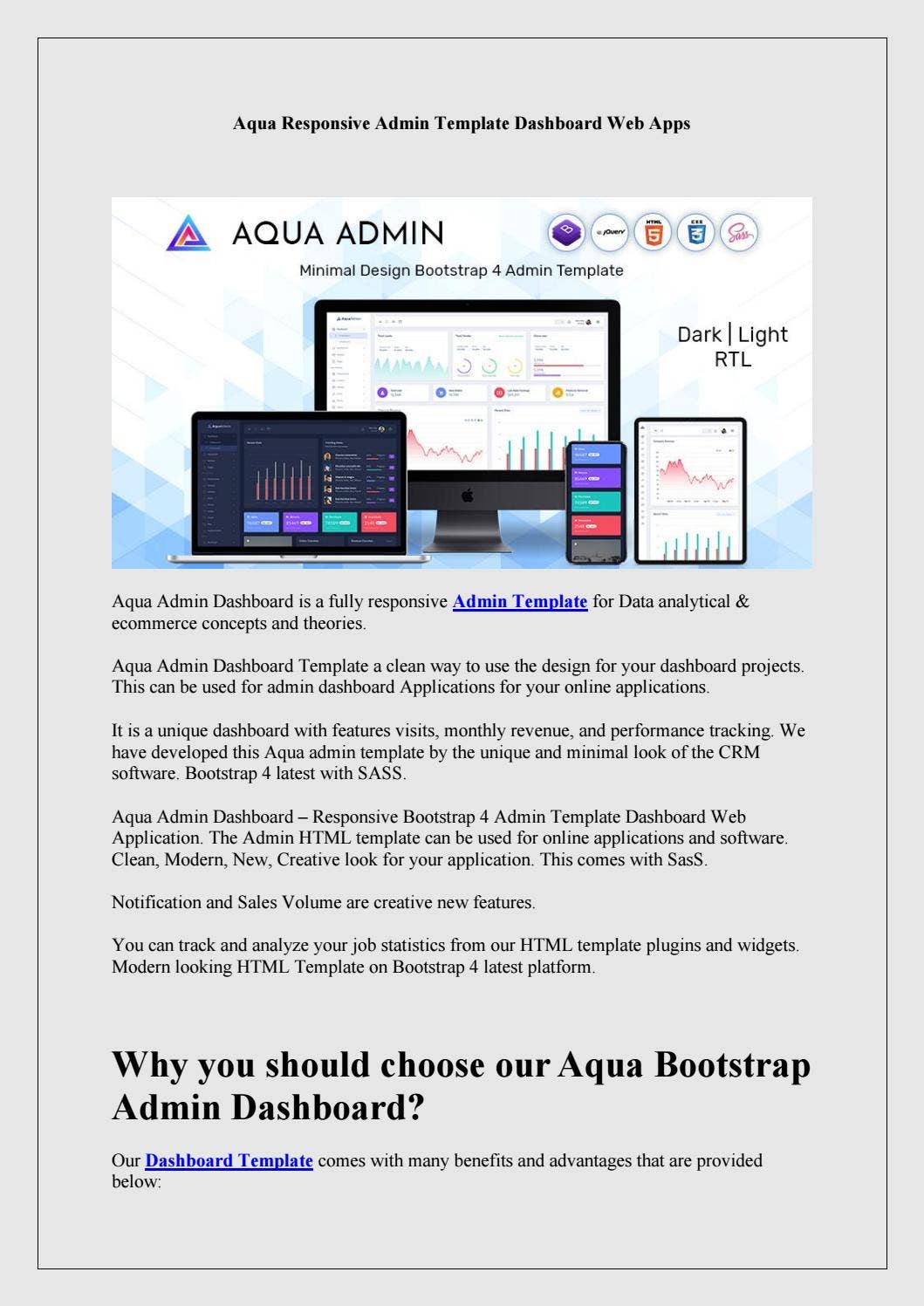 Aqua Responsive Admin Template Dashboard Web Apps by ...