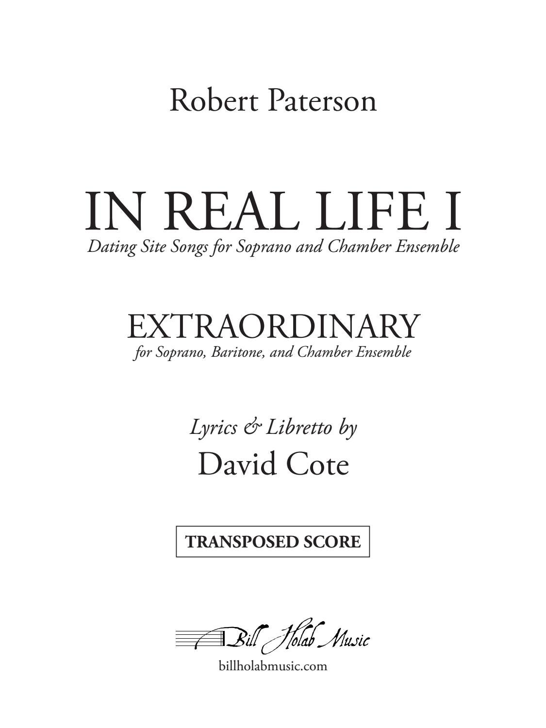 In Real Life I Extraordinary For Soprano Piano Chamber Robert Paterson By Robert Paterson Issuu