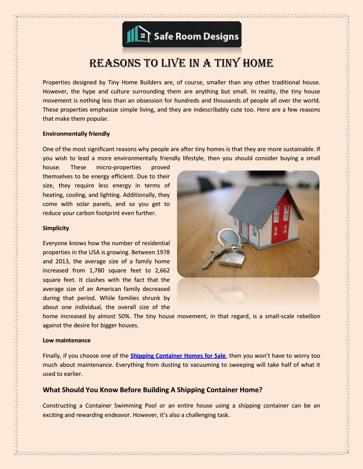 small living homes for sale on Reasons To Live In A Tiny Home By Saferoomdesigns Issuu