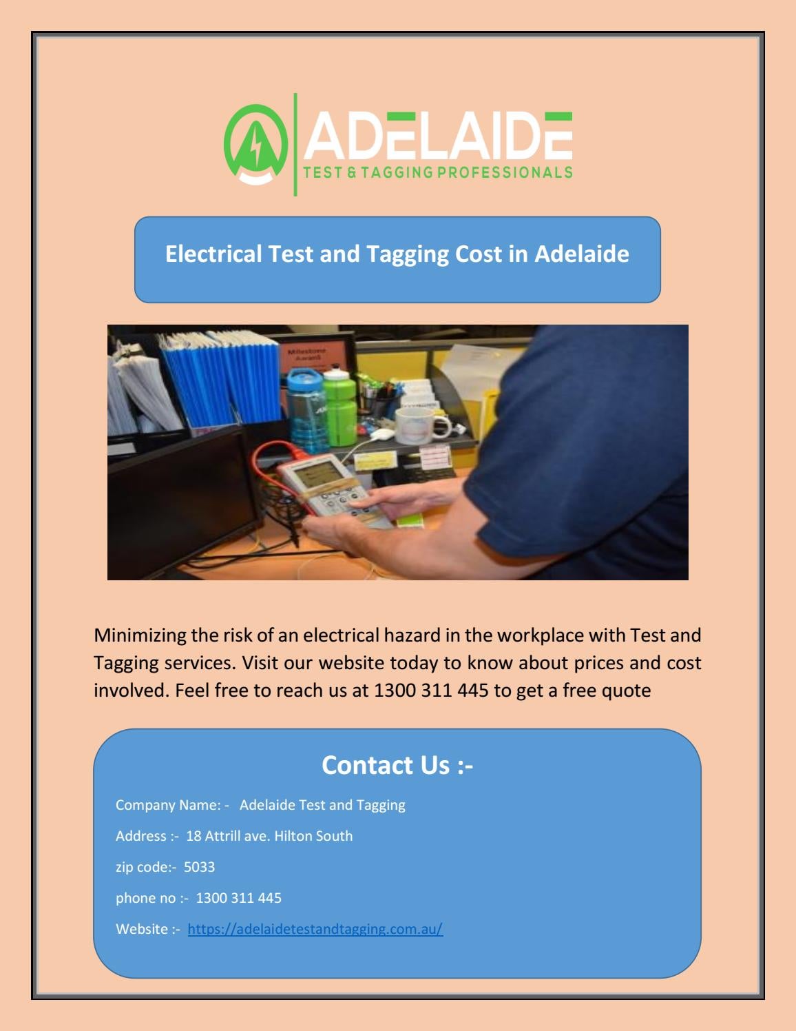 Electrical Test and Tagging Cost in Adelaide by Adelaide Test and