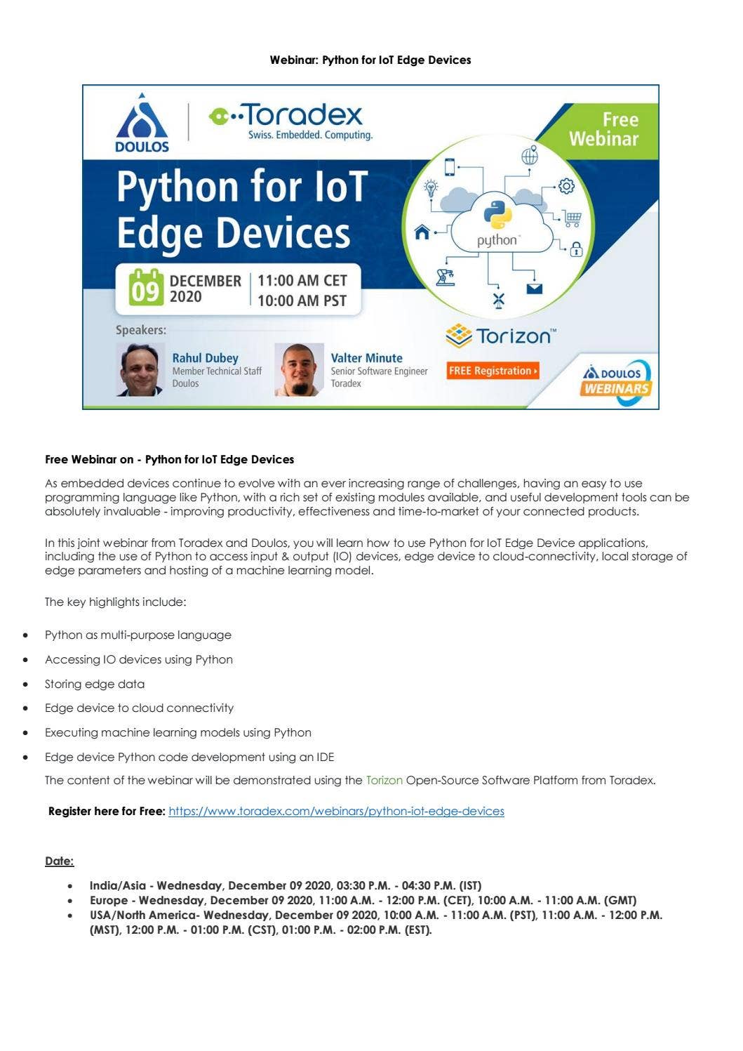 Webinar: Python for IoT Edge Devices by Toradex - Issuu