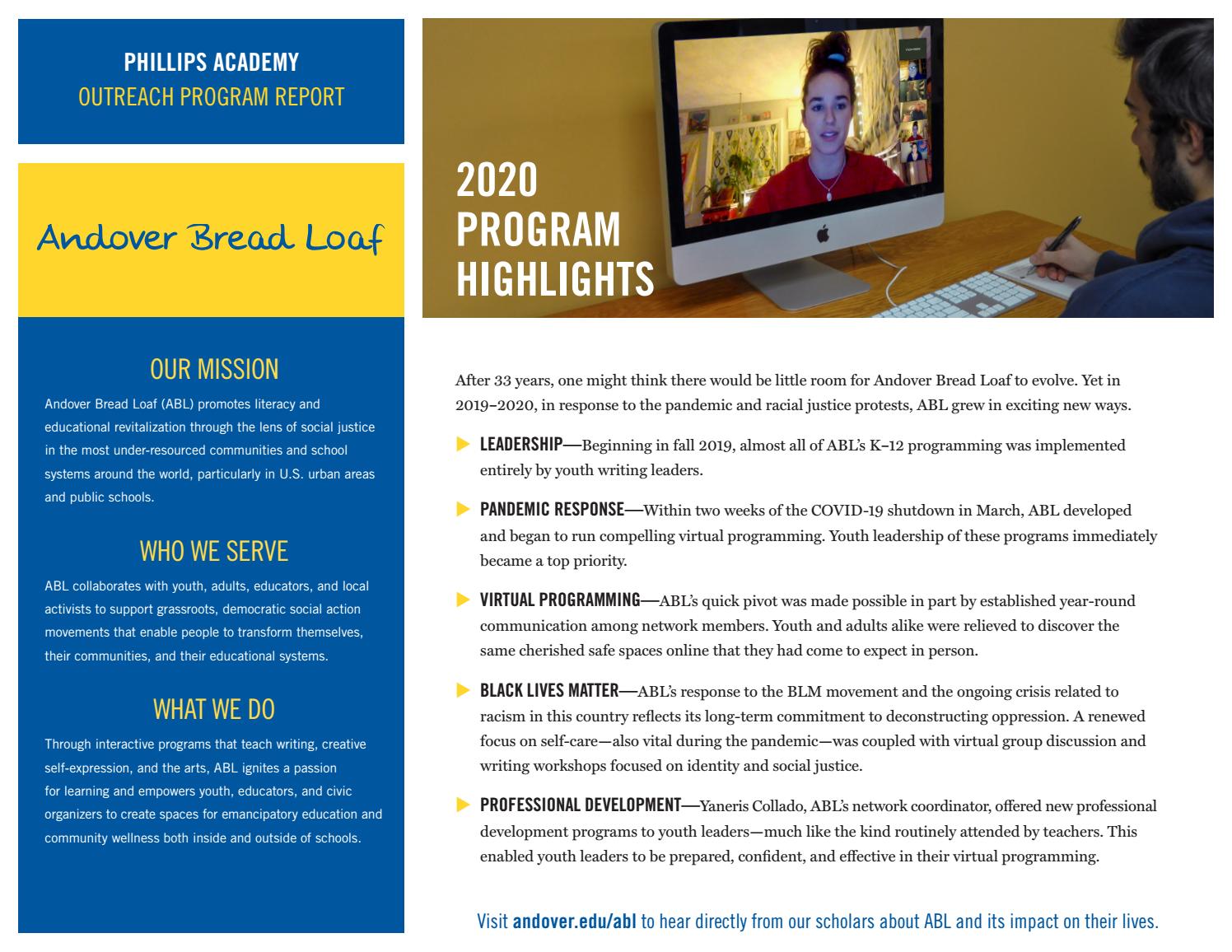 Andover Bread Loaf Program Report By Phillips Academy Issuu