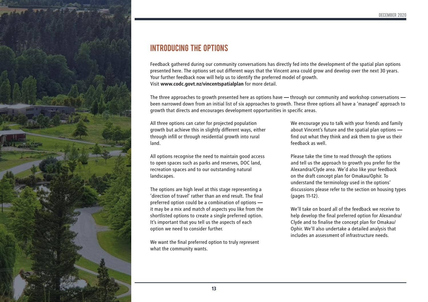 Let's Talk Options - Vincent Spatial Plan by Central Otago District ...