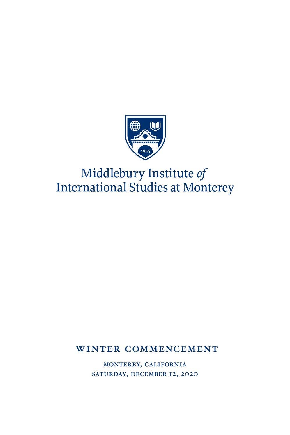 MIIS Winter 2020 Commencement program by Middlebury Issuu