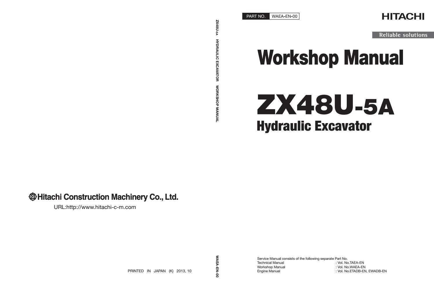 Hitachi ZX48U-5A Hydraulic Excavator Workshop Manual by www