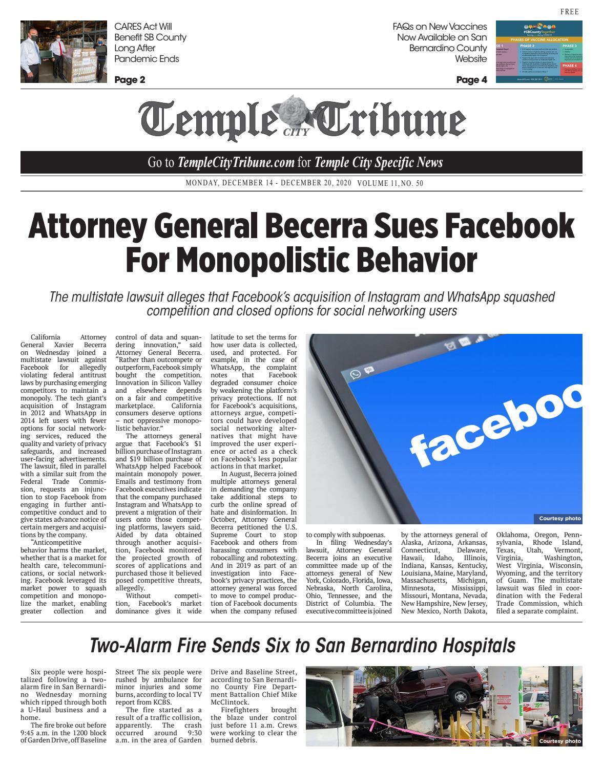 Temple City Tribune - 12/14/2020 by Beacon Media News - Issuu