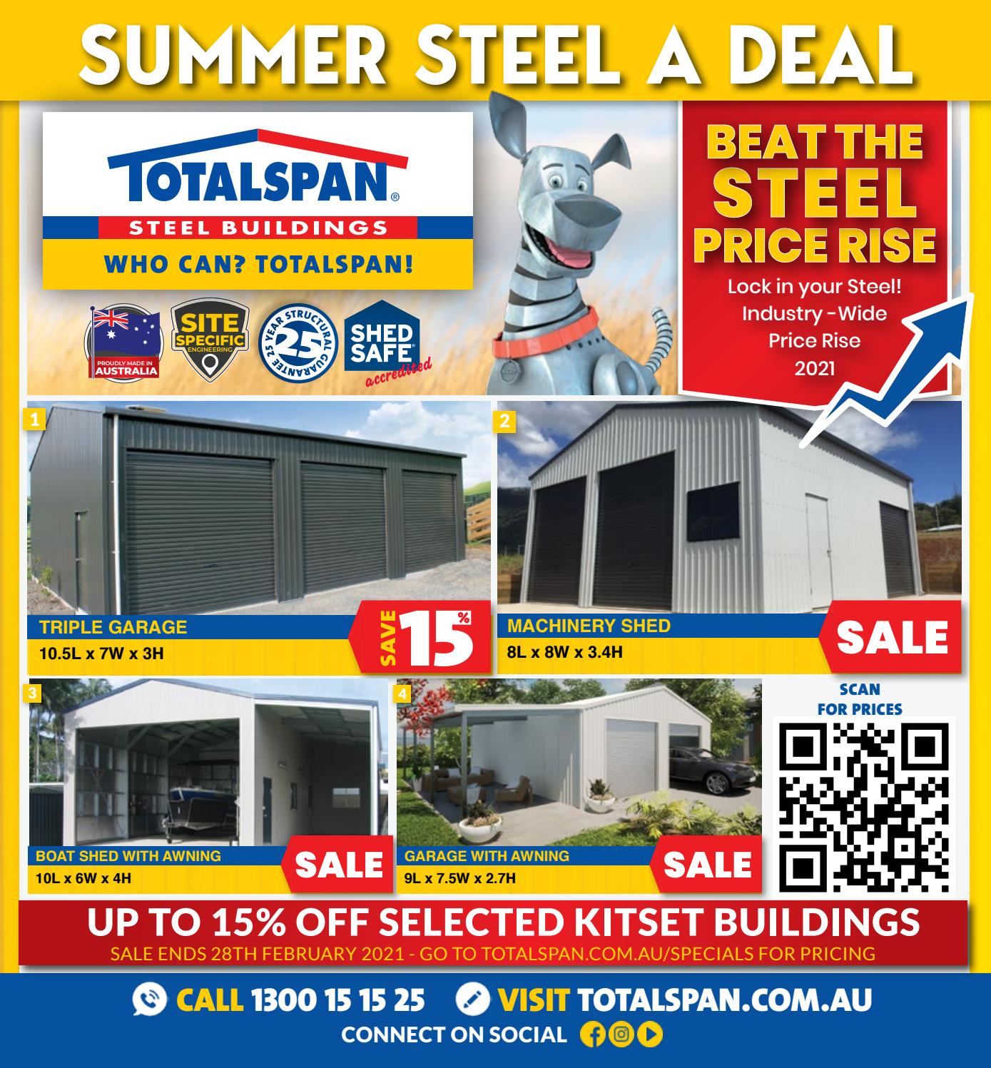 Totalspan Steel A Deal sale garages, carports, barns, farm sheds and