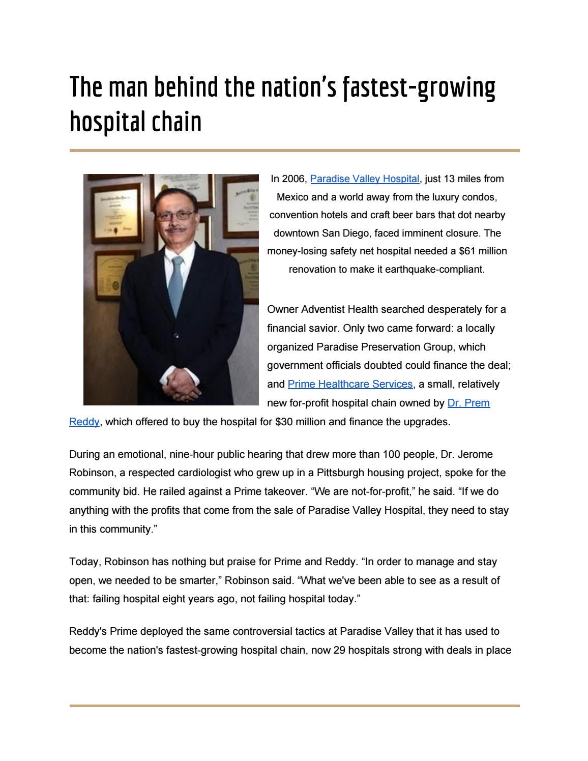 The man behind the nation's fastestgrowing hospital chain by erica