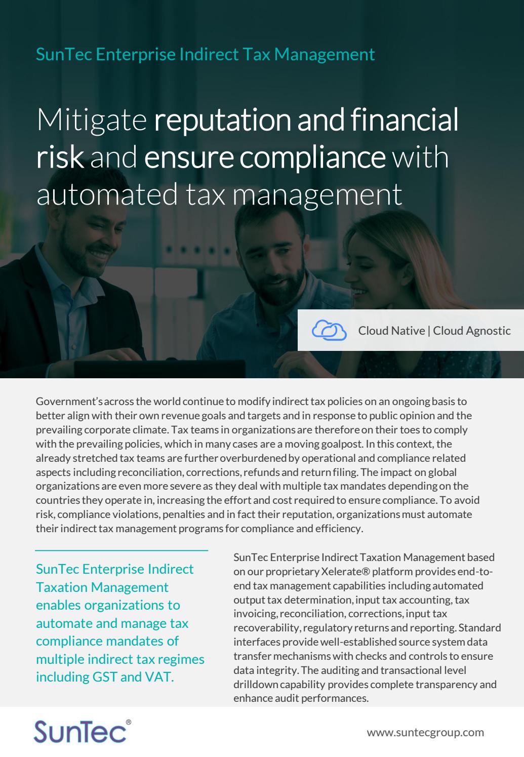 Enterprise indirect taxation management solutions SunTec enterprise