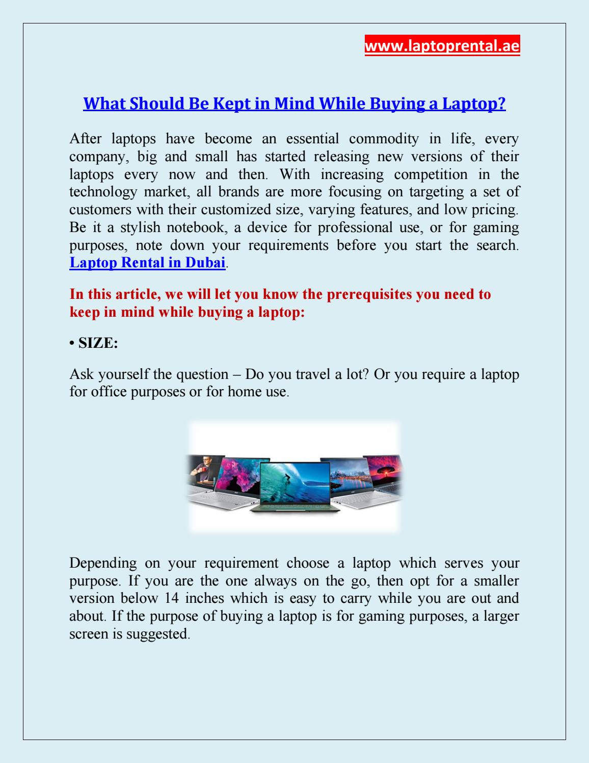 What Should Be Kept In Mind While Buying A Laptop By Laptoprental Ae Issuu