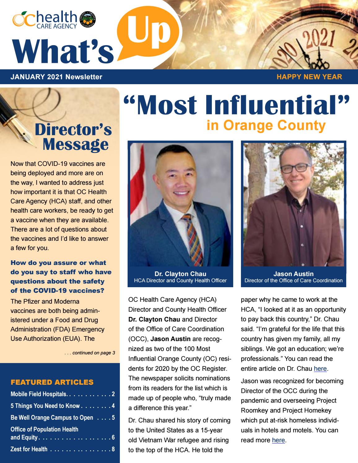 Orange County,CA Health Care Agency January 2021 Newsletter by County