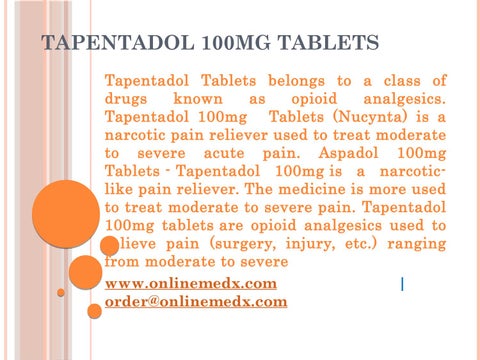 Tapentadol 100 Mg Tablet